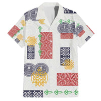 Vintage Lapita Family Matching Off The Shoulder Long Sleeve Dress and Hawaiian Shirt Iconic Double Face Pattern
