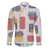 Vintage Lapita Family Matching Off The Shoulder Long Sleeve Dress and Hawaiian Shirt Iconic Double Face Pattern