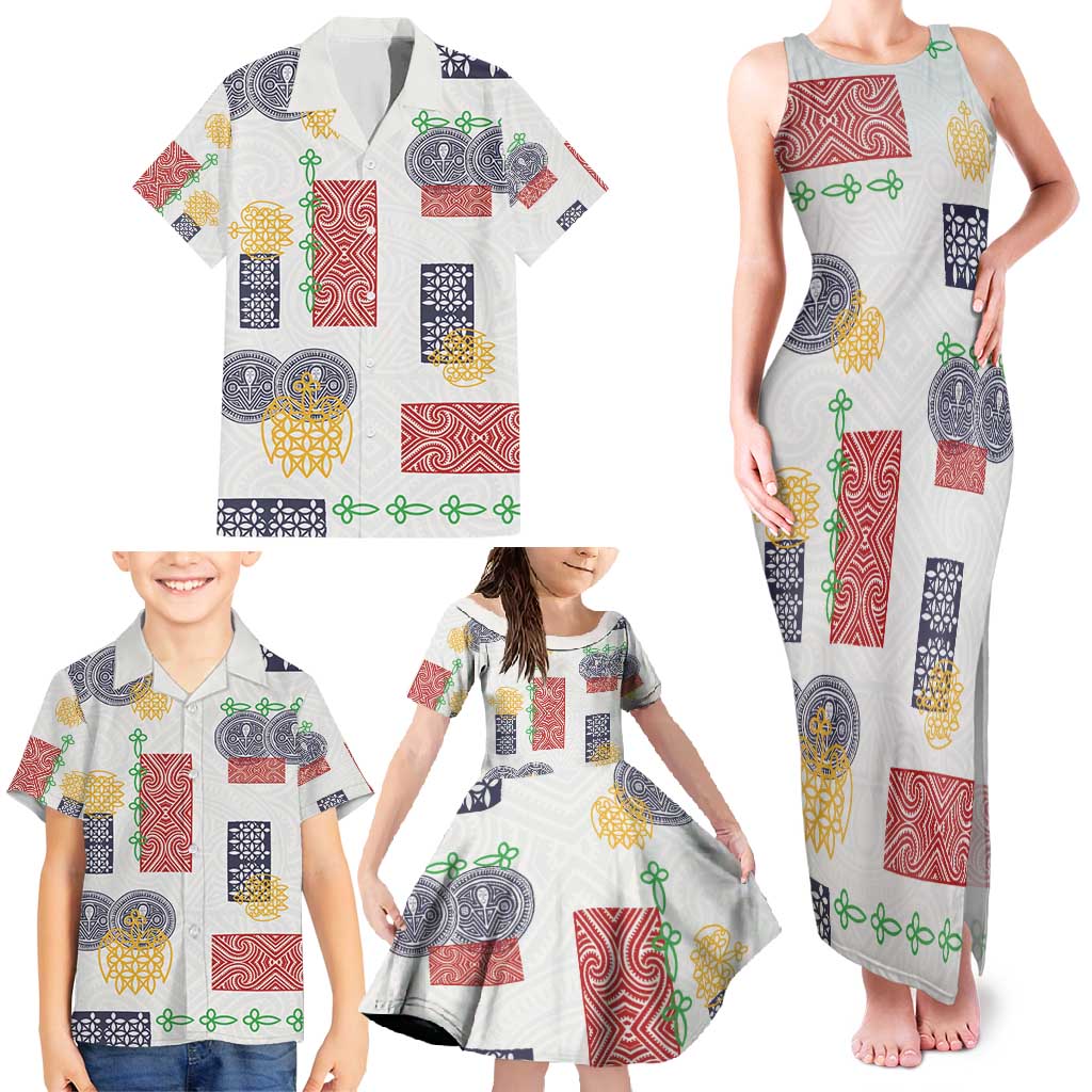 Vintage Lapita Family Matching Tank Maxi Dress and Hawaiian Shirt Iconic Double Face Pattern