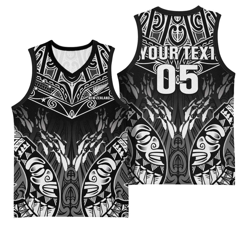 Custom New Zealand Fishing Basketball Jersey Aotearoa Maori Koru - Polynesian Pride