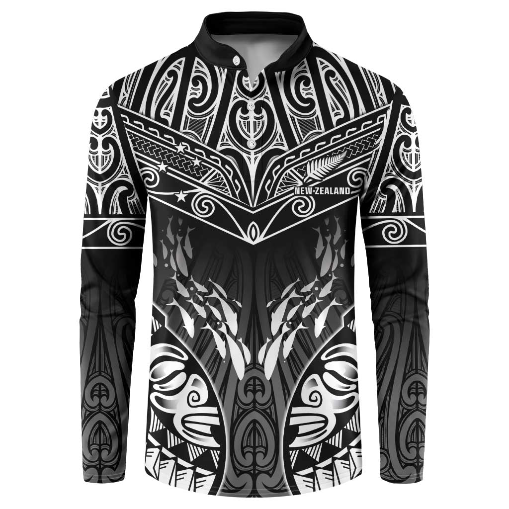 Custom New Zealand Fishing Button Sweatshirt Aotearoa Maori Koru - Polynesian Pride