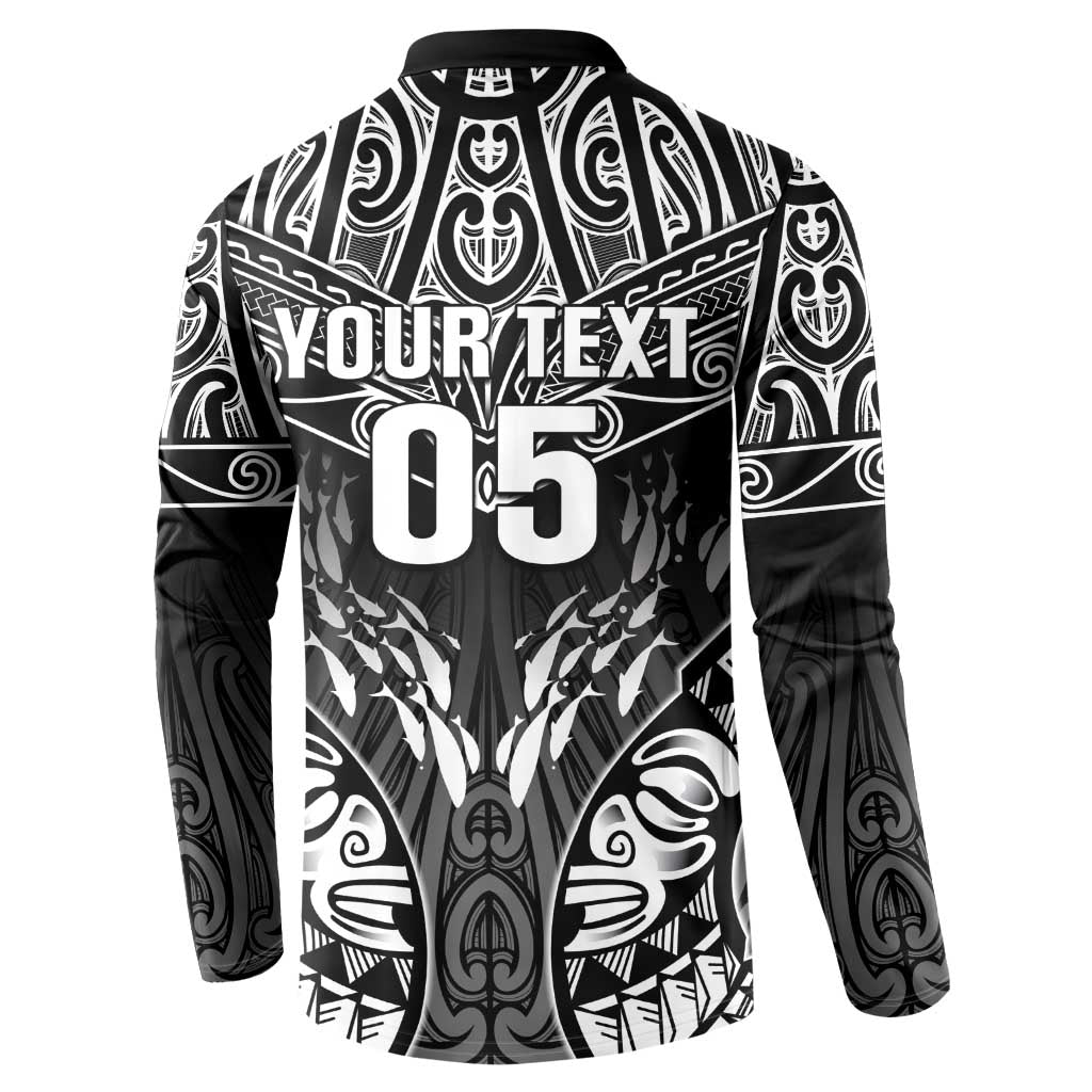 Custom New Zealand Fishing Button Sweatshirt Aotearoa Maori Koru - Polynesian Pride