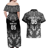 Custom New Zealand Fishing Couples Matching Off Shoulder Maxi Dress and Hawaiian Shirt Aotearoa Maori Koru - Polynesian Pride