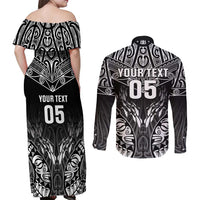 Custom New Zealand Fishing Couples Matching Off Shoulder Maxi Dress and Long Sleeve Button Shirt Aotearoa Maori Koru - Polynesian Pride