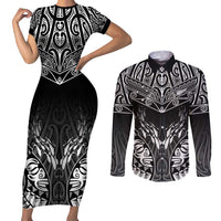 Custom New Zealand Fishing Couples Matching Short Sleeve Bodycon Dress and Long Sleeve Button Shirt Aotearoa Maori Koru - Polynesian Pride