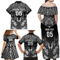 Custom New Zealand Fishing Family Matching Off Shoulder Maxi Dress and Hawaiian Shirt Aotearoa Maori Koru - Polynesian Pride