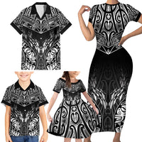 Custom New Zealand Fishing Family Matching Short Sleeve Bodycon Dress and Hawaiian Shirt Aotearoa Maori Koru - Polynesian Pride