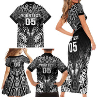 Custom New Zealand Fishing Family Matching Short Sleeve Bodycon Dress and Hawaiian Shirt Aotearoa Maori Koru - Polynesian Pride