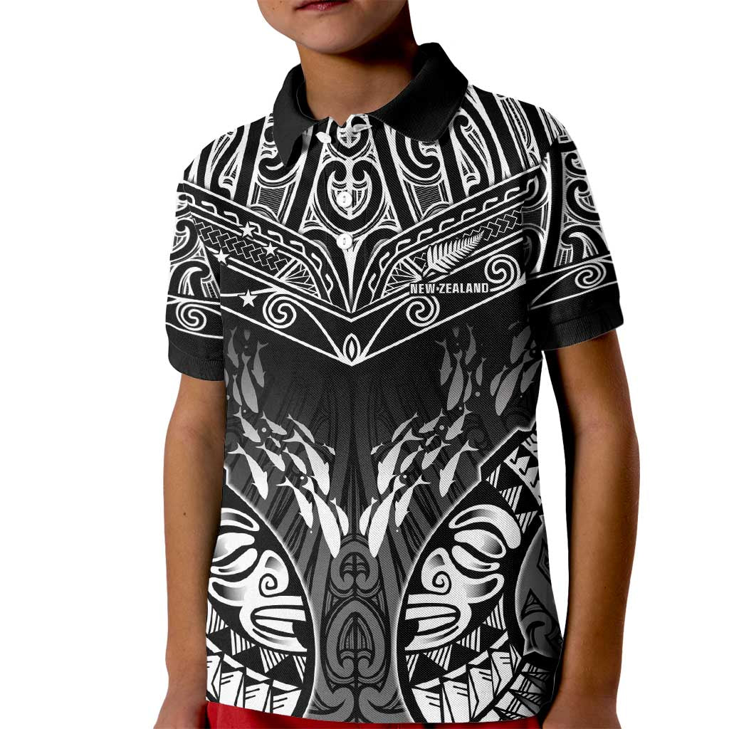 Custom New Zealand Fishing Kid Polo Shirt Aotearoa Maori Koru - Polynesian Pride