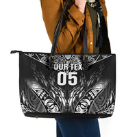 Custom New Zealand Fishing Leather Tote Bag Aotearoa Maori Koru - Polynesian Pride