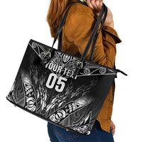 Custom New Zealand Fishing Leather Tote Bag Aotearoa Maori Koru - Polynesian Pride