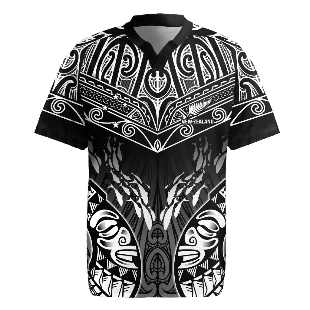 Custom New Zealand Fishing Rugby Jersey Aotearoa Maori Koru - Polynesian Pride