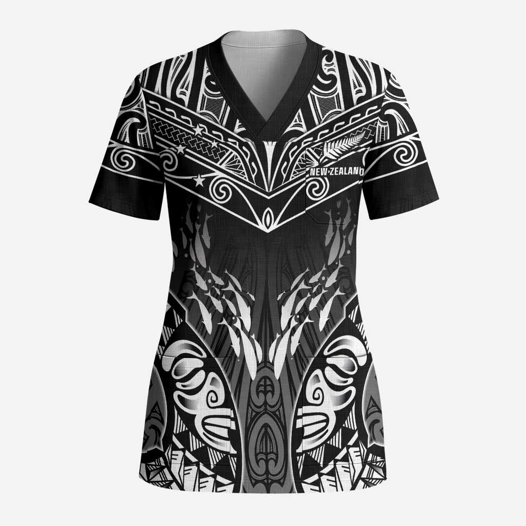 Custom New Zealand Fishing Scrub Top Aotearoa Maori Koru - Polynesian Pride