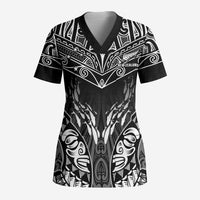 Custom New Zealand Fishing Scrub Top Aotearoa Maori Koru - Polynesian Pride