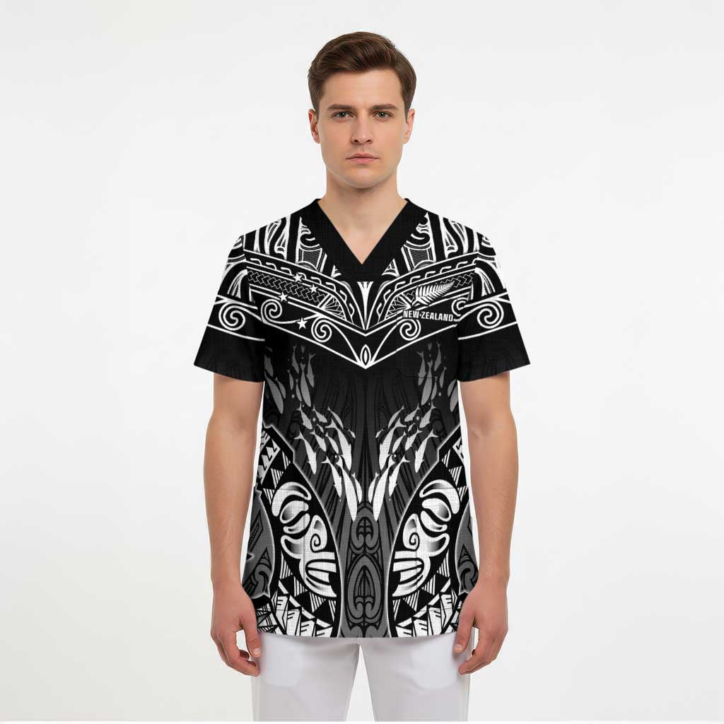 Custom New Zealand Fishing Scrub Top Aotearoa Maori Koru - Polynesian Pride