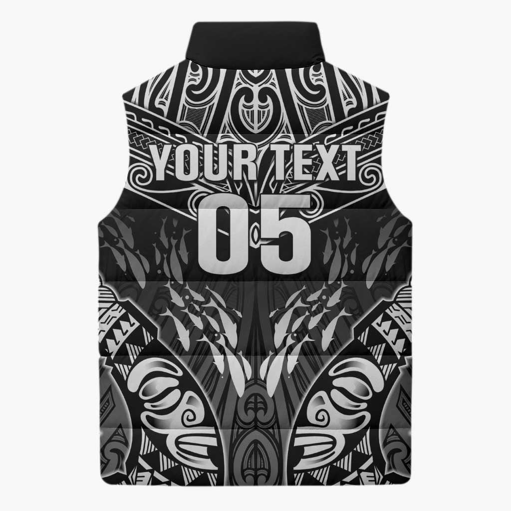 Custom New Zealand Fishing Sleeveless Puffer Jacket Aotearoa Maori Koru - Polynesian Pride