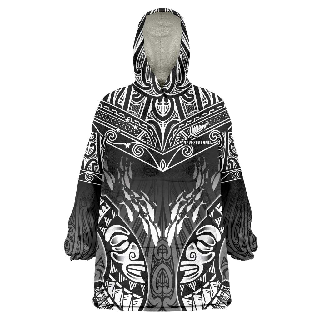 Custom New Zealand Fishing Wearable Blanket Hoodie Aotearoa Maori Koru - Polynesian Pride