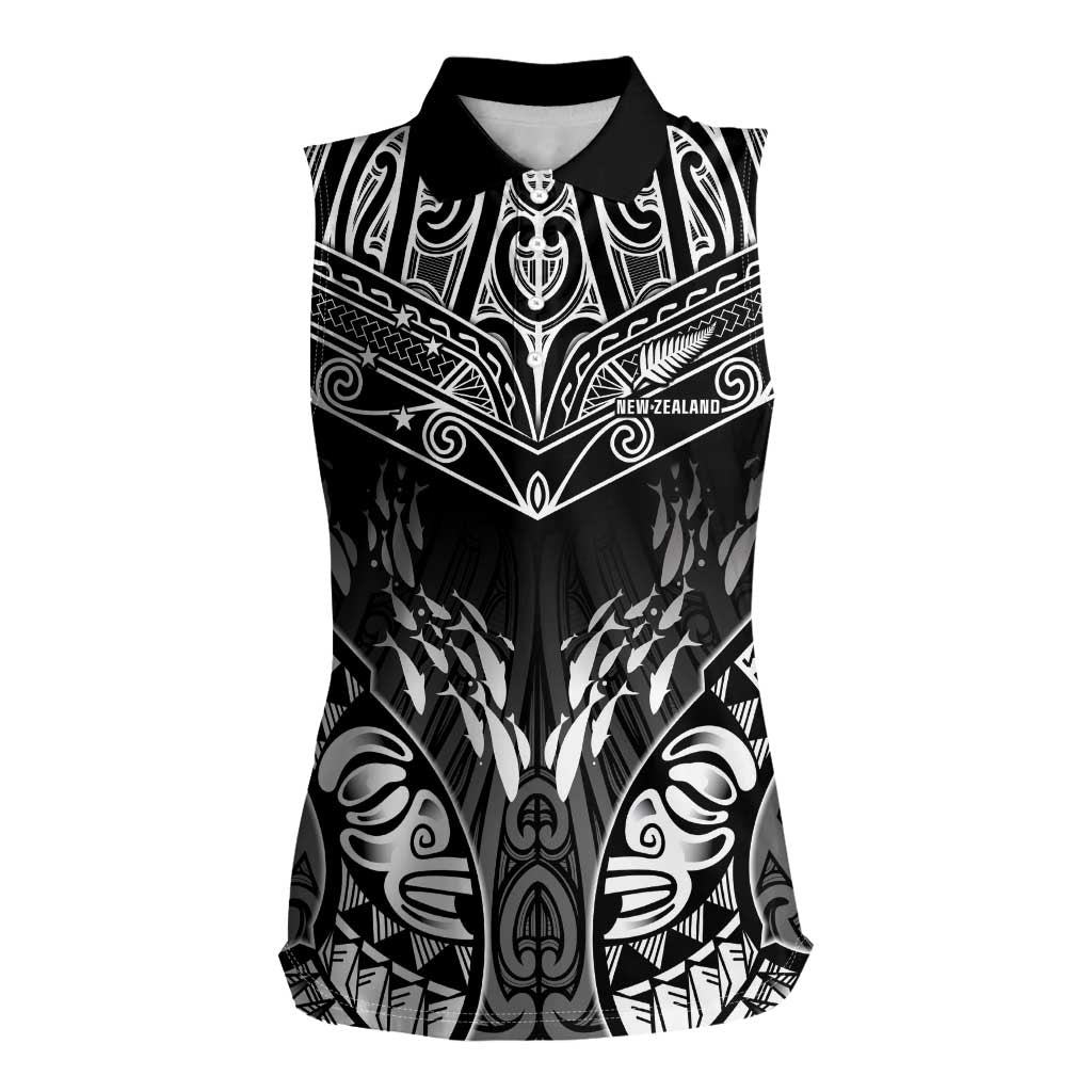 Custom New Zealand Fishing Women Sleeveless Polo Shirt Aotearoa Maori Koru - Polynesian Pride
