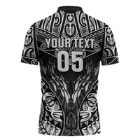 Custom New Zealand Fishing Zipper Polo Shirt Aotearoa Maori Koru - Polynesian Pride