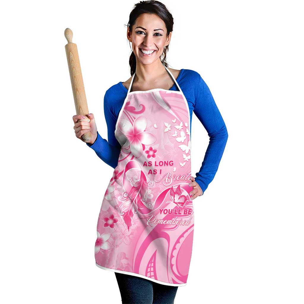 Memorial Pink Breast Cancer Awareness Apron Plumeria Floral Tribal Pattern - Polynesian Pride
