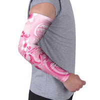 Personalised Memorial Pink Breast Cancer Awareness Arm Sleeves Plumeria Floral Tribal Pattern - Polynesian Pride