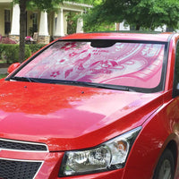 Memorial Pink Breast Cancer Awareness Auto Sun Shade Plumeria Floral Tribal Pattern - Polynesian Pride