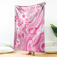 Memorial Pink Breast Cancer Awareness Blanket Plumeria Floral Tribal Pattern - Polynesian Pride