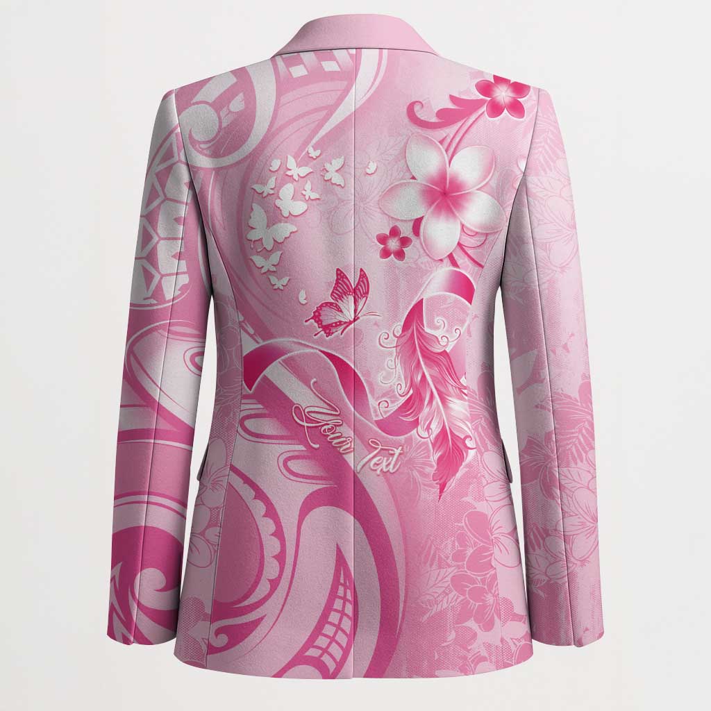 Personalised Memorial Pink Breast Cancer Awareness Blazer Plumeria Floral Tribal Pattern - Polynesian Pride
