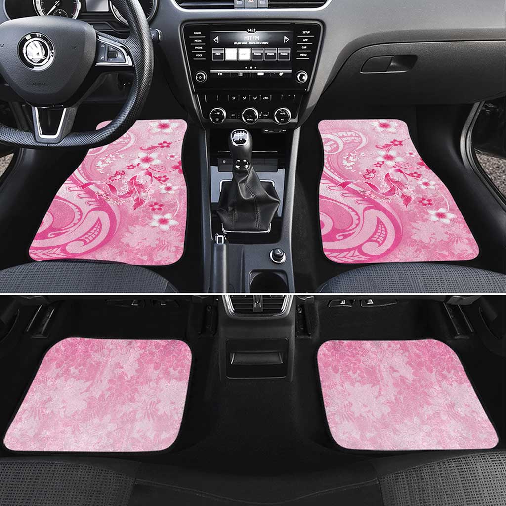 Personalised Memorial Pink Breast Cancer Awareness Car Mats Plumeria Floral Tribal Pattern - Polynesian Pride