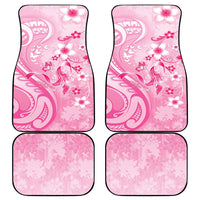 Personalised Memorial Pink Breast Cancer Awareness Car Mats Plumeria Floral Tribal Pattern - Polynesian Pride