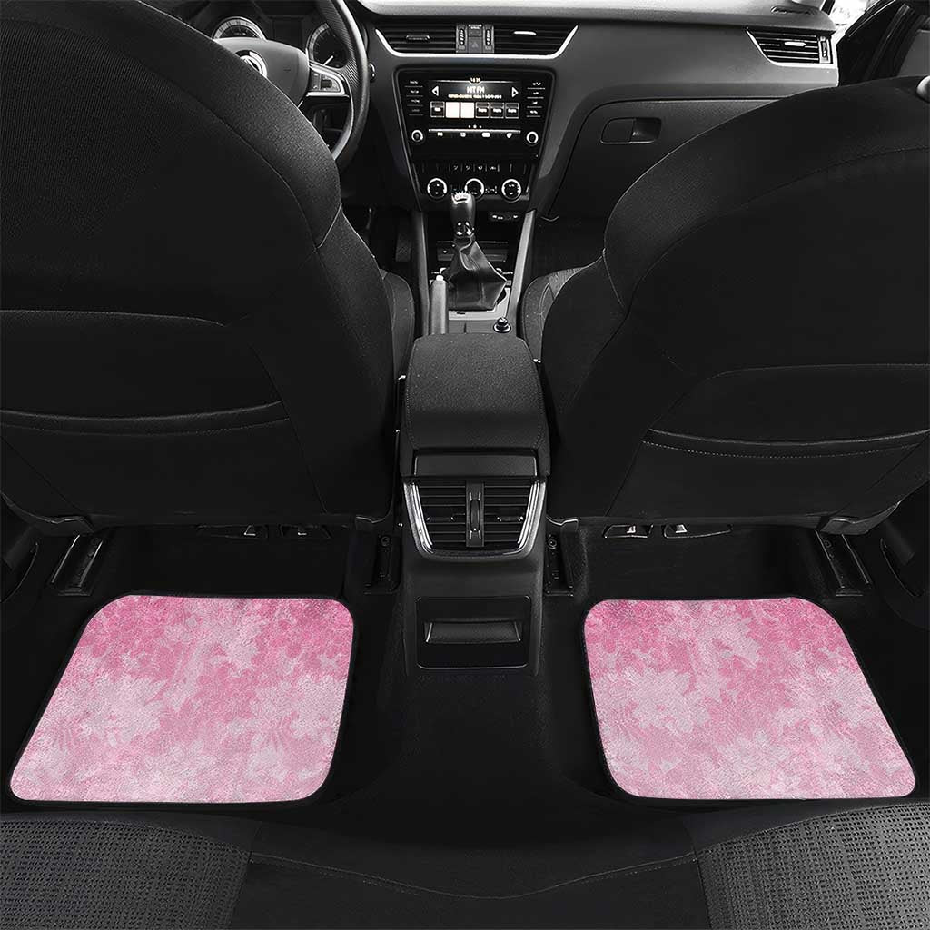 Personalised Memorial Pink Breast Cancer Awareness Car Mats Plumeria Floral Tribal Pattern - Polynesian Pride