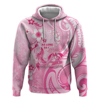 Personalised Memorial Pink Breast Cancer Awareness Hoodie Plumeria Floral Tribal Pattern - Polynesian Pride