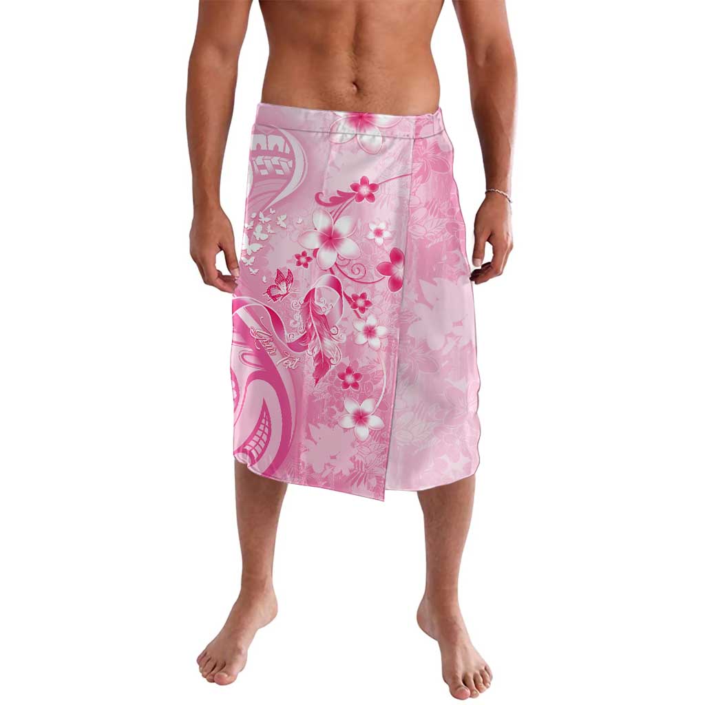 Personalised Memorial Pink Breast Cancer Awareness Lavalava Plumeria Floral Tribal Pattern - Polynesian Pride