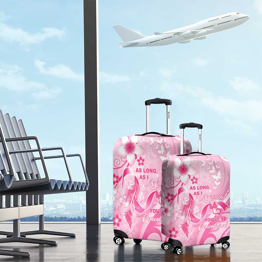 Memorial Pink Breast Cancer Awareness Luggage Cover Plumeria Floral Tribal Pattern - Polynesian Pride