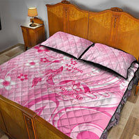Memorial Pink Breast Cancer Awareness Quilt Bed Set Plumeria Floral Tribal Pattern - Polynesian Pride