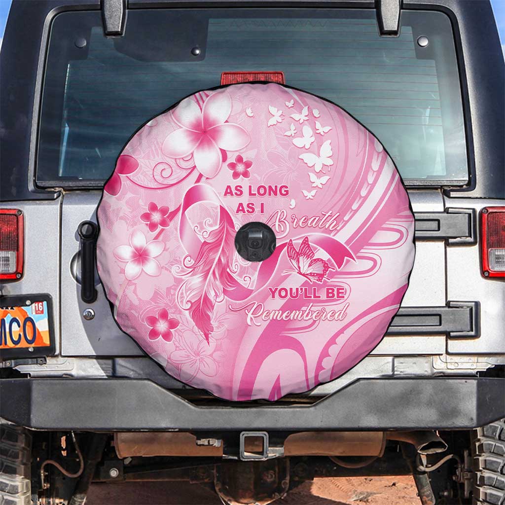 Memorial Pink Breast Cancer Awareness Spare Tire Cover Plumeria Floral Tribal Pattern - Polynesian Pride