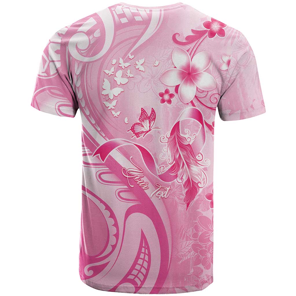 Personalised Memorial Pink Breast Cancer Awareness T Shirt Plumeria Floral Tribal Pattern - Polynesian Pride