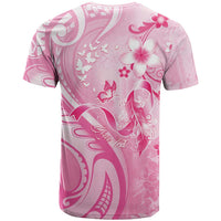 Personalised Memorial Pink Breast Cancer Awareness T Shirt Plumeria Floral Tribal Pattern - Polynesian Pride