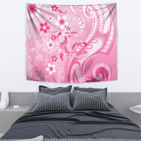 Memorial Pink Breast Cancer Awareness Tapestry Plumeria Floral Tribal Pattern - Polynesian Pride