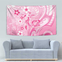 Memorial Pink Breast Cancer Awareness Tapestry Plumeria Floral Tribal Pattern - Polynesian Pride