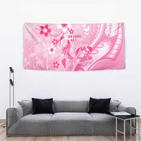 Memorial Pink Breast Cancer Awareness Tapestry Plumeria Floral Tribal Pattern - Polynesian Pride