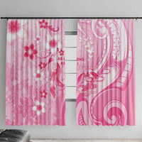 Memorial Pink Breast Cancer Awareness Window Curtain Plumeria Floral Tribal Pattern - Polynesian Pride