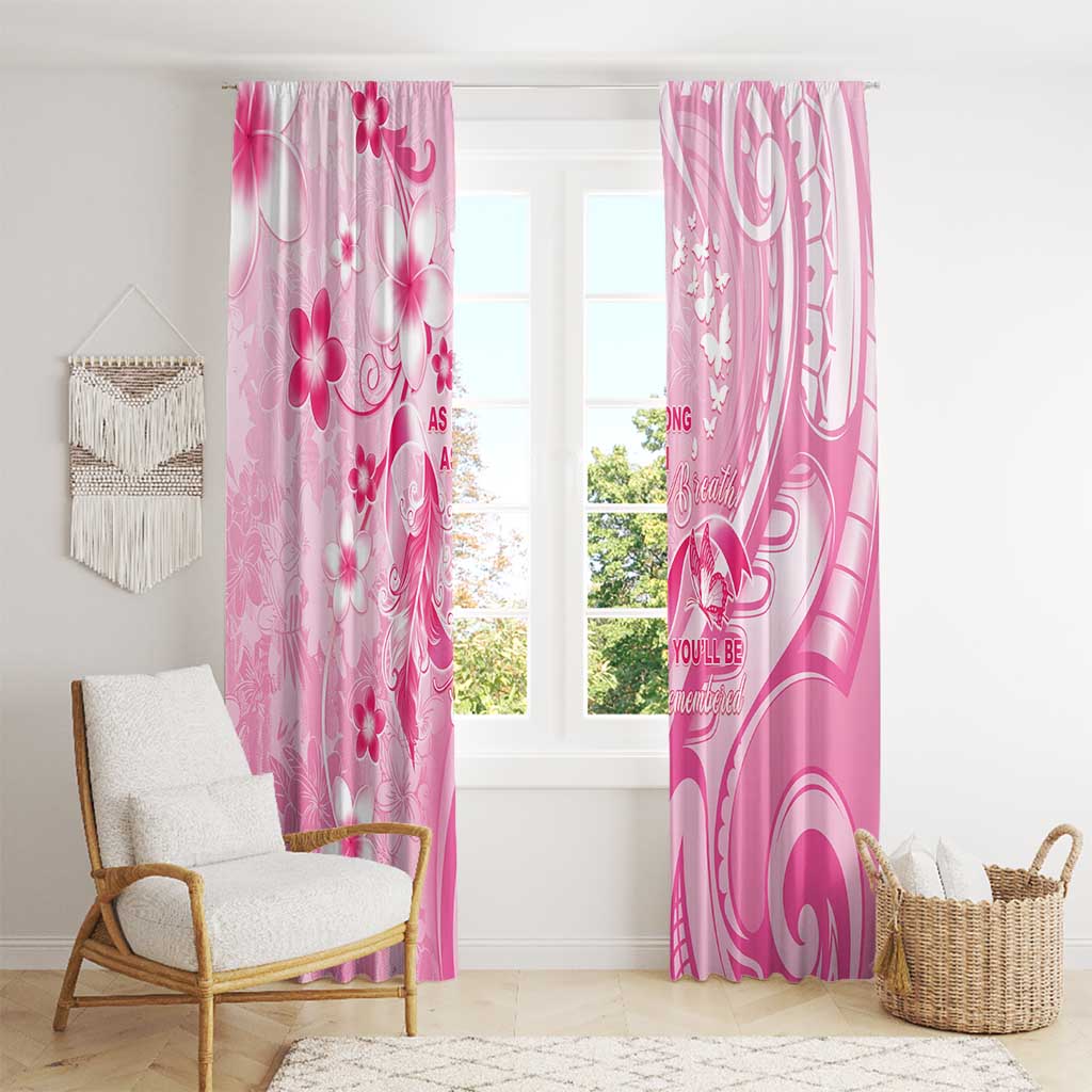 Memorial Pink Breast Cancer Awareness Window Curtain Plumeria Floral Tribal Pattern - Polynesian Pride