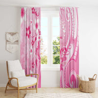 Memorial Pink Breast Cancer Awareness Window Curtain Plumeria Floral Tribal Pattern - Polynesian Pride