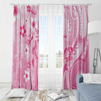 Memorial Pink Breast Cancer Awareness Window Curtain Plumeria Floral Tribal Pattern - Polynesian Pride