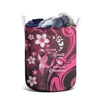 Memorial Breast Cancer Awareness Laundry Basket Plumeria Floral Tribal Pattern - Polynesian Pride