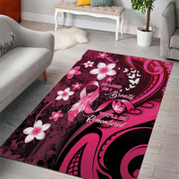Memorial Breast Cancer Awareness Area Rug Plumeria Floral Tribal Pattern - Polynesian Pride
