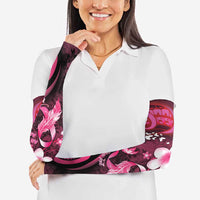 Personalised Memorial Breast Cancer Awareness Arm Sleeves Plumeria Floral Tribal Pattern - Polynesian Pride