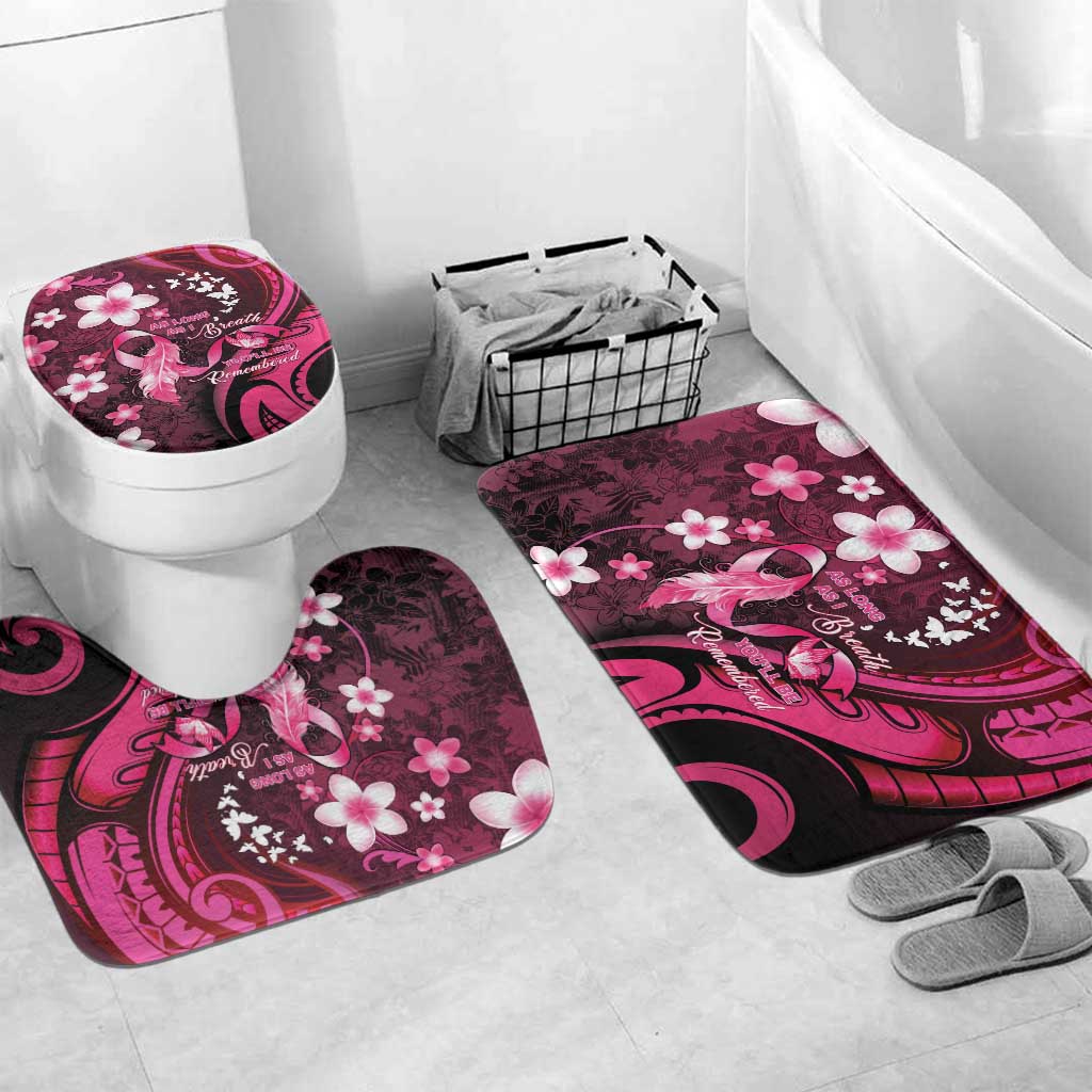 Memorial Breast Cancer Awareness Bathroom Set Plumeria Floral Tribal Pattern - Polynesian Pride