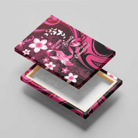 Memorial Breast Cancer Awareness Canvas Wall Art Plumeria Floral Tribal Pattern - Polynesian Pride